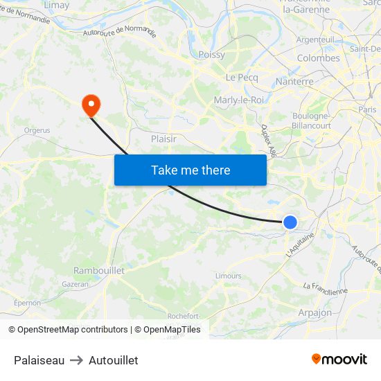 Palaiseau to Autouillet map