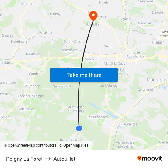 Poigny-La-Foret to Autouillet map