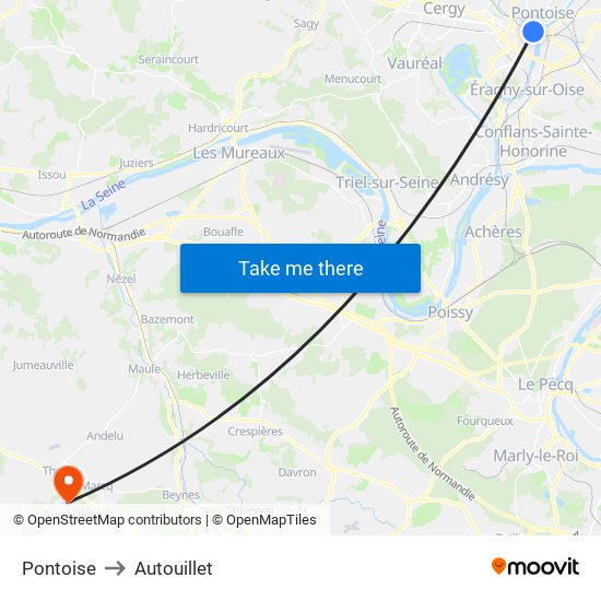 Pontoise to Autouillet map