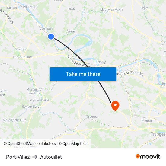 Port-Villez to Autouillet map