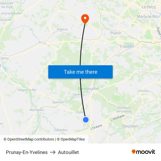 Prunay-En-Yvelines to Autouillet map