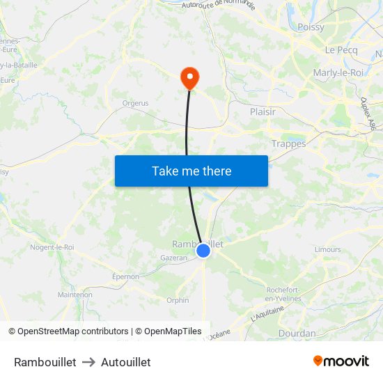 Rambouillet to Autouillet map