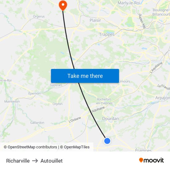 Richarville to Autouillet map