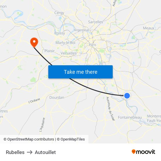 Rubelles to Autouillet map