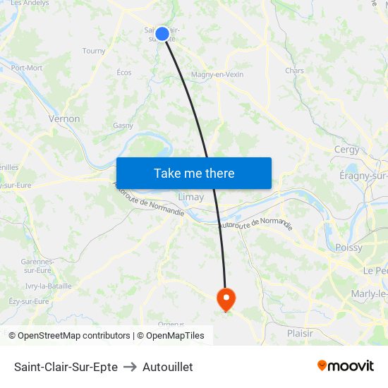 Saint-Clair-Sur-Epte to Autouillet map