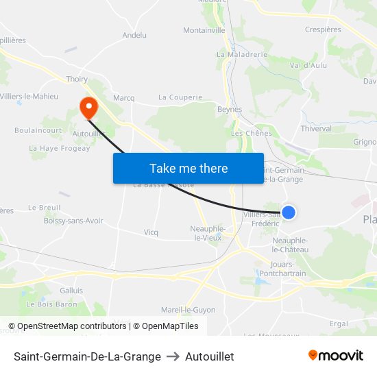 Saint-Germain-De-La-Grange to Autouillet map