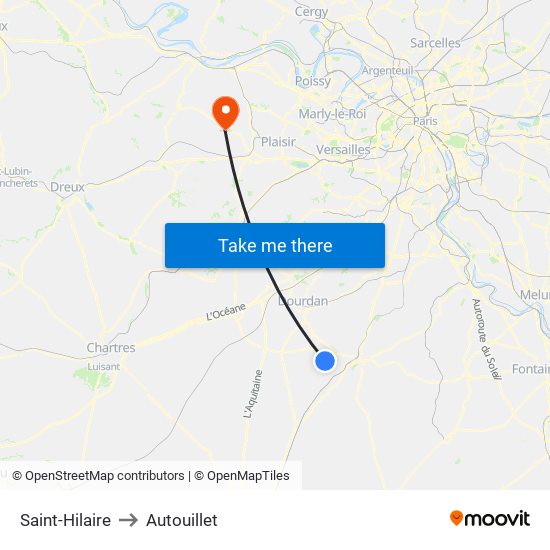 Saint-Hilaire to Autouillet map