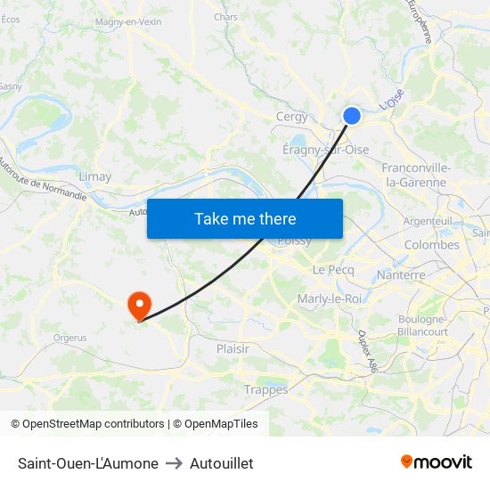 Saint-Ouen-L'Aumone to Autouillet map