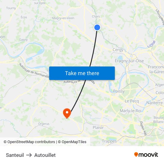 Santeuil to Autouillet map