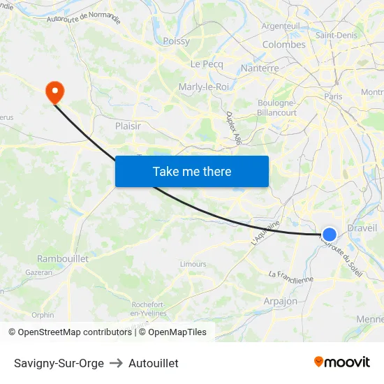 Savigny-Sur-Orge to Autouillet map