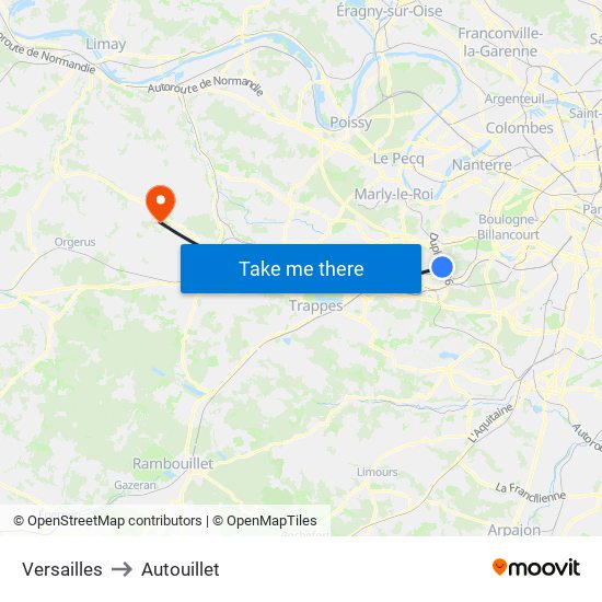 Versailles to Autouillet map