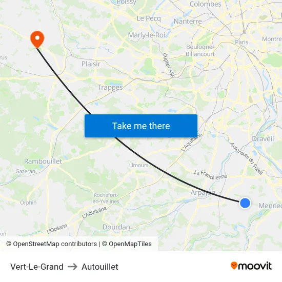 Vert-Le-Grand to Autouillet map