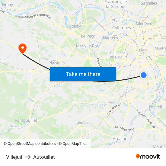 Villejuif to Autouillet map