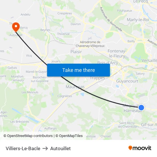 Villiers-Le-Bacle to Autouillet map