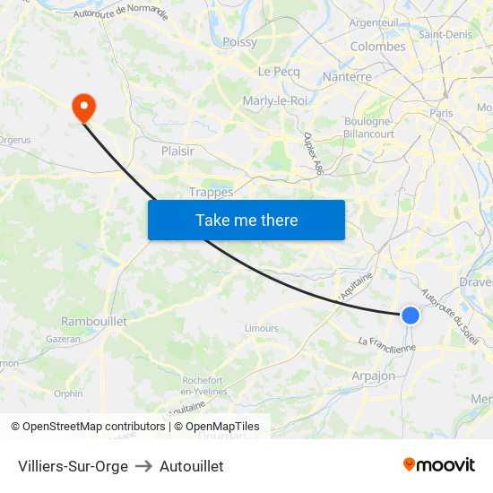 Villiers-Sur-Orge to Autouillet map