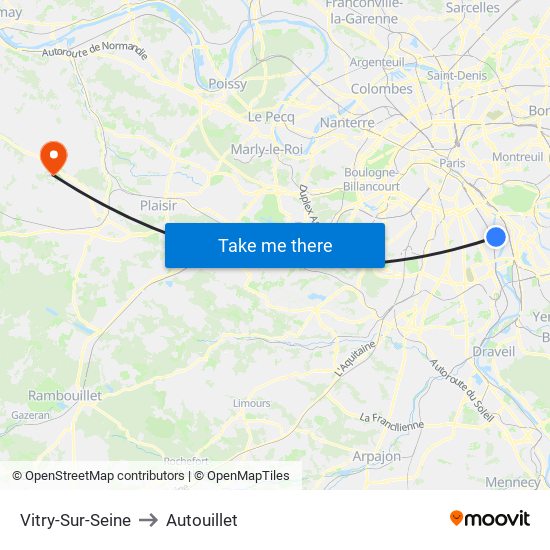 Vitry-Sur-Seine to Autouillet map