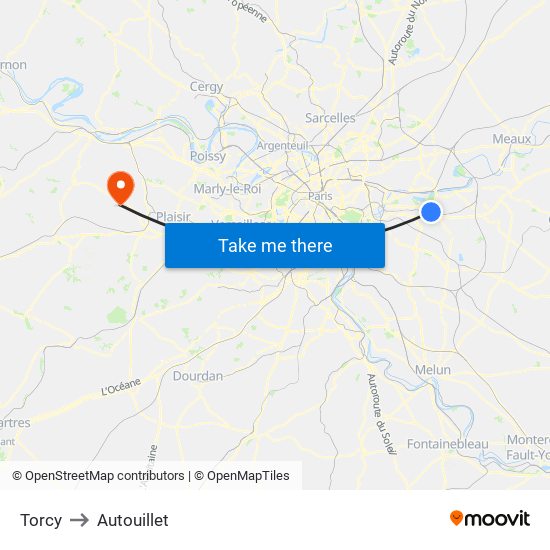 Torcy to Autouillet map