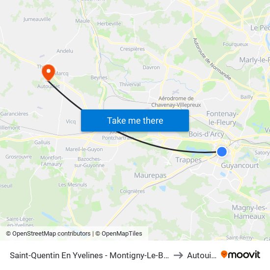 Saint-Quentin En Yvelines - Montigny-Le-Bretonneux to Autouillet map