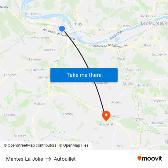 Mantes-La-Jolie to Autouillet map