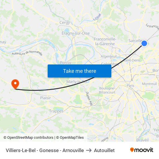 Villiers-Le-Bel - Gonesse - Arnouville to Autouillet map