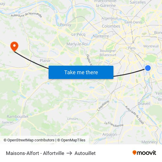 Maisons-Alfort - Alfortville to Autouillet map