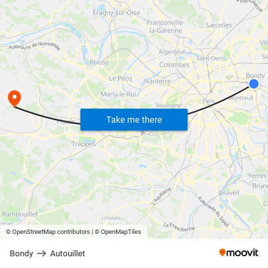 Bondy to Autouillet map