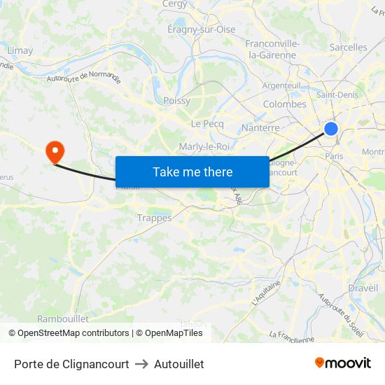 Porte de Clignancourt to Autouillet map