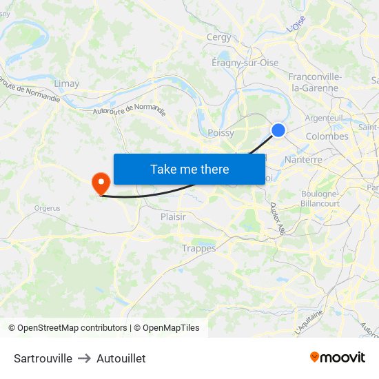 Sartrouville to Autouillet map
