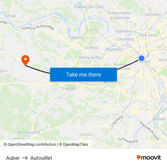 Auber to Autouillet map