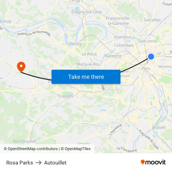 Rosa Parks to Autouillet map