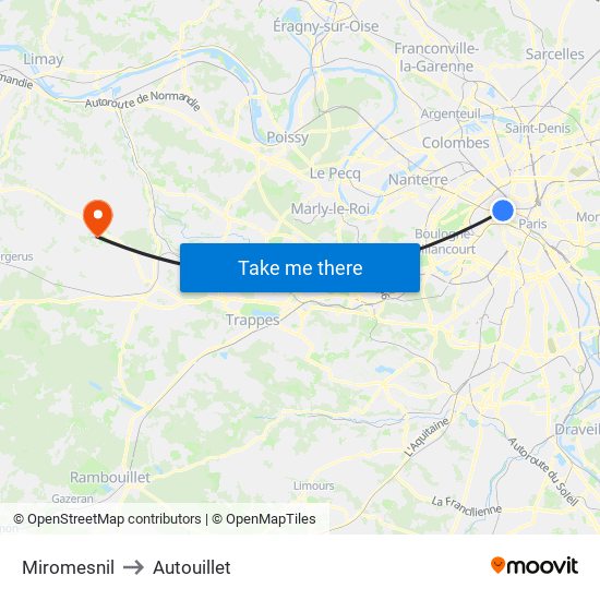 Miromesnil to Autouillet map