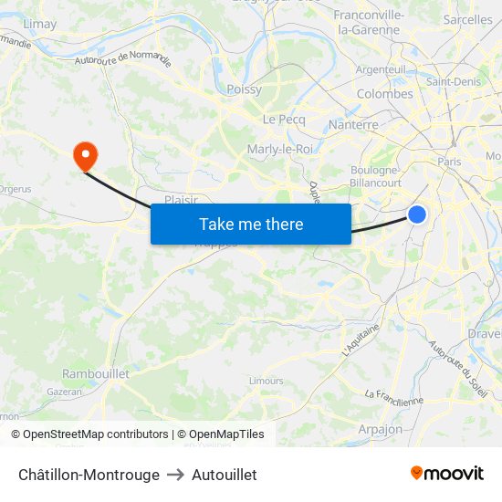 Châtillon-Montrouge to Autouillet map