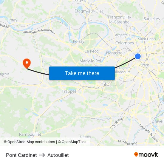 Pont Cardinet to Autouillet map