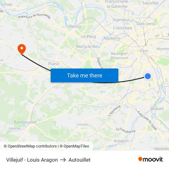 Villejuif - Louis Aragon to Autouillet map