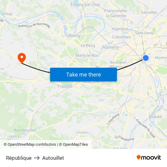 République to Autouillet map