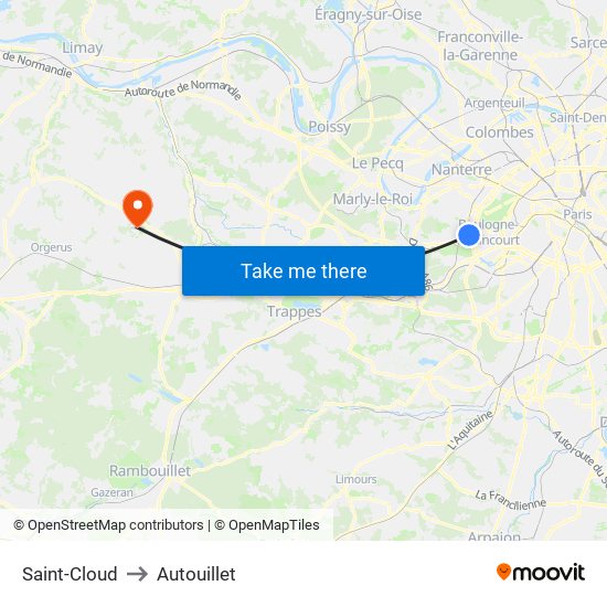 Saint-Cloud to Autouillet map