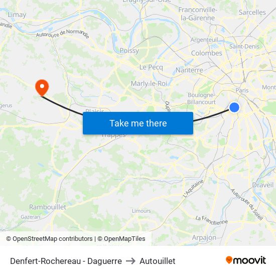 Denfert-Rochereau - Daguerre to Autouillet map