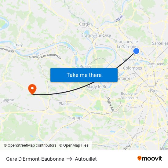 Gare D'Ermont-Eaubonne to Autouillet map