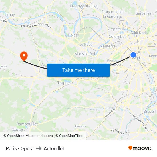 Paris - Opéra to Autouillet map