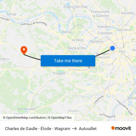 Charles de Gaulle - Étoile - Wagram to Autouillet map