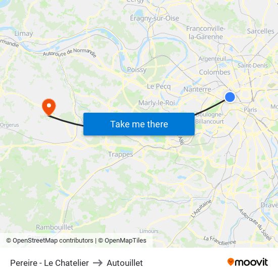 Pereire - Le Chatelier to Autouillet map