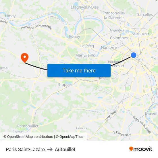 Paris Saint-Lazare to Autouillet map