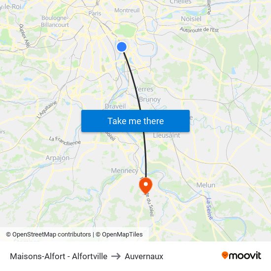 Maisons-Alfort - Alfortville to Auvernaux map