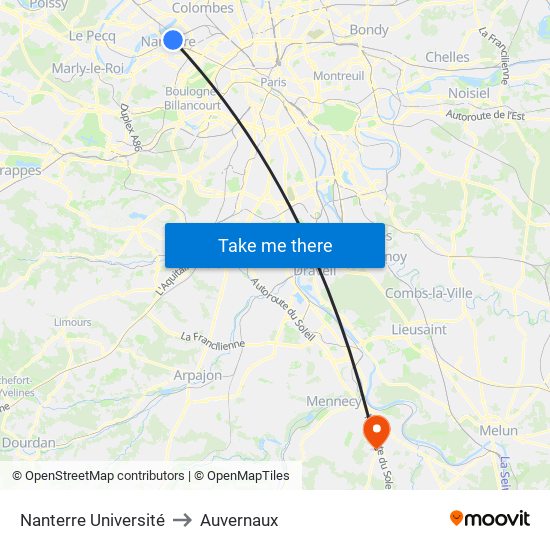 Nanterre Université to Auvernaux map