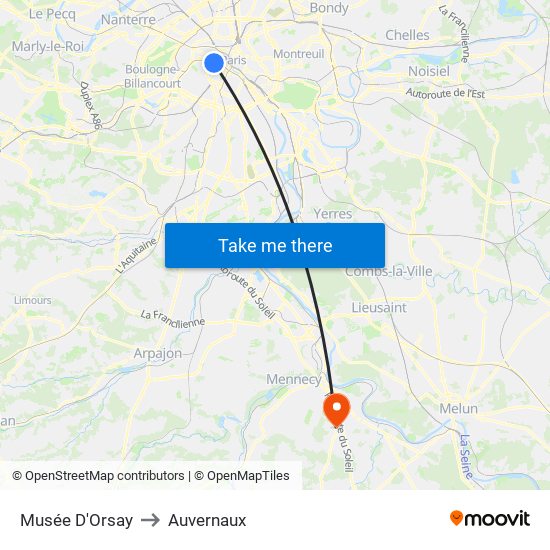 Musée D'Orsay to Auvernaux map
