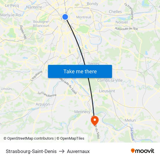 Strasbourg-Saint-Denis to Auvernaux map
