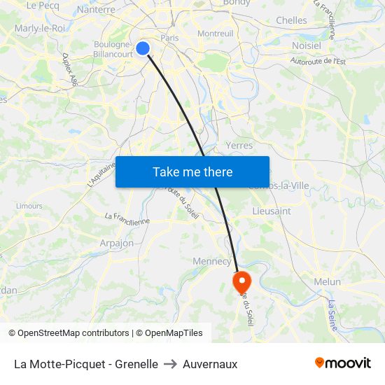 La Motte-Picquet - Grenelle to Auvernaux map