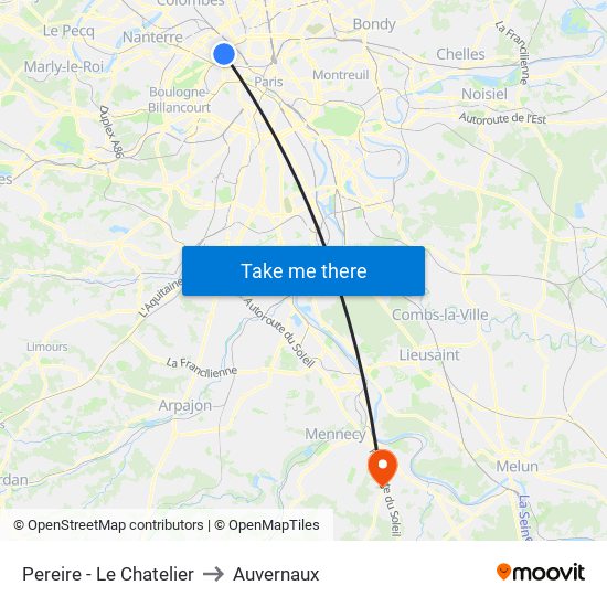 Pereire - Le Chatelier to Auvernaux map