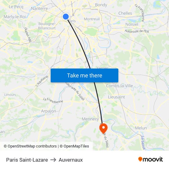 Paris Saint-Lazare to Auvernaux map