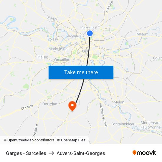 Garges - Sarcelles to Auvers-Saint-Georges map